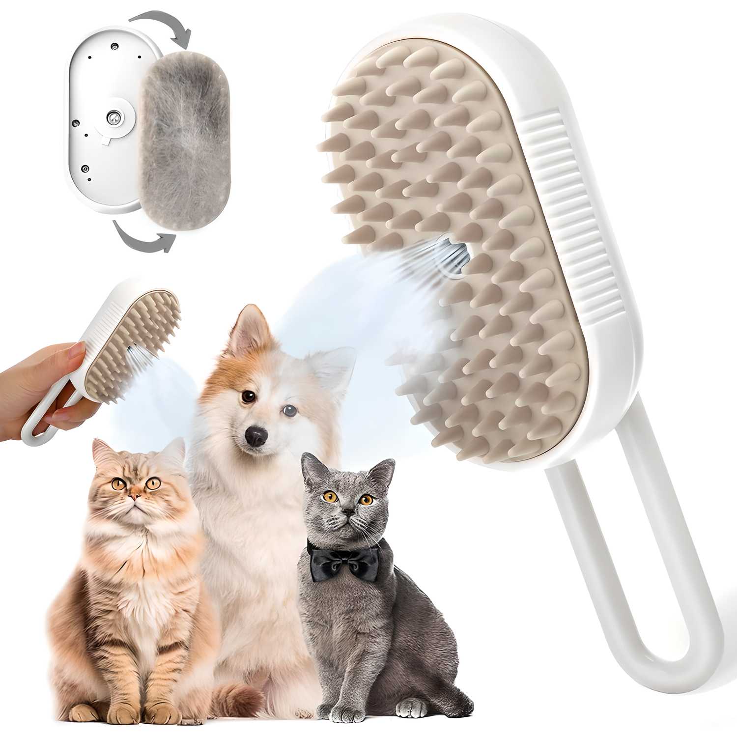 Steam Brush for Dogs/Cats – Smooth, Shiny & Steam-Soft Coats